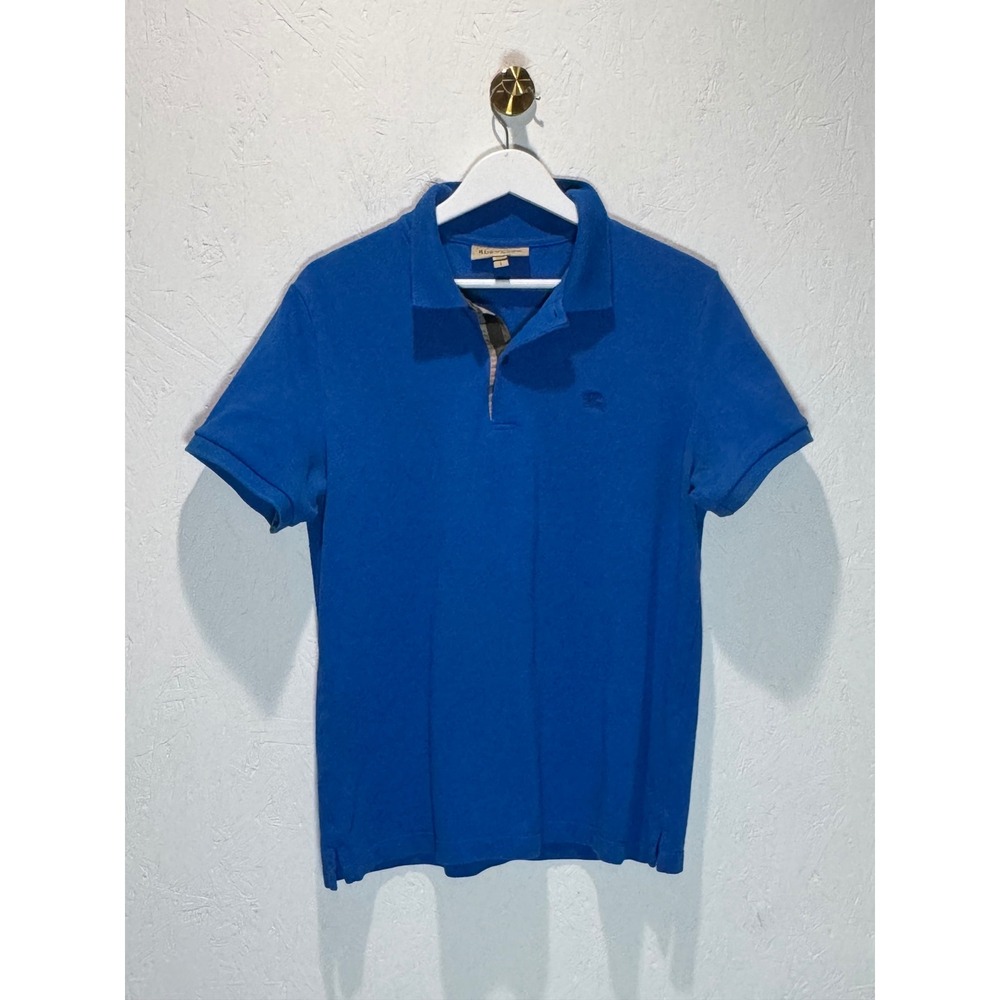 Burberry London England Mens Blue Pique Cotton Polo Shirt Large 3974314